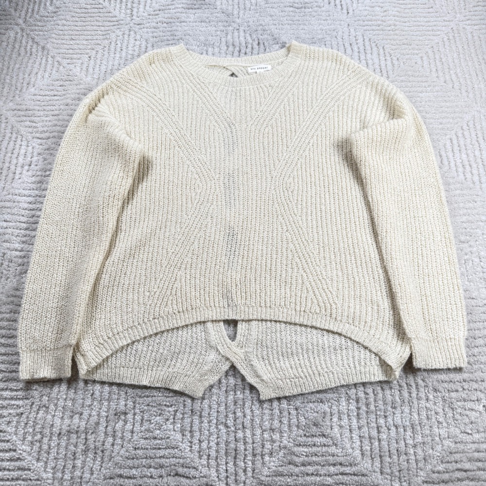 Blu Pepper Open Knit Sweater Women's Large Cream Boho Shabby Chic Neutral Airy